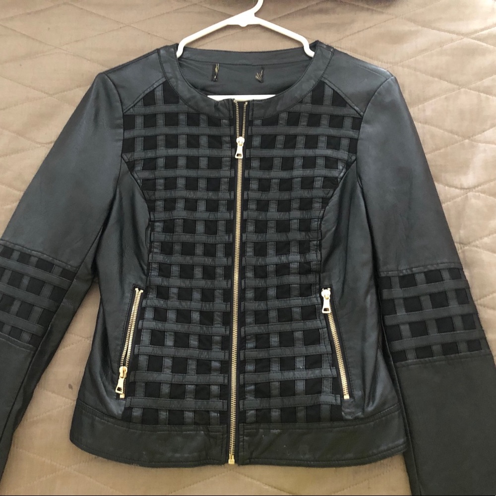 Leather black fitted jacket
